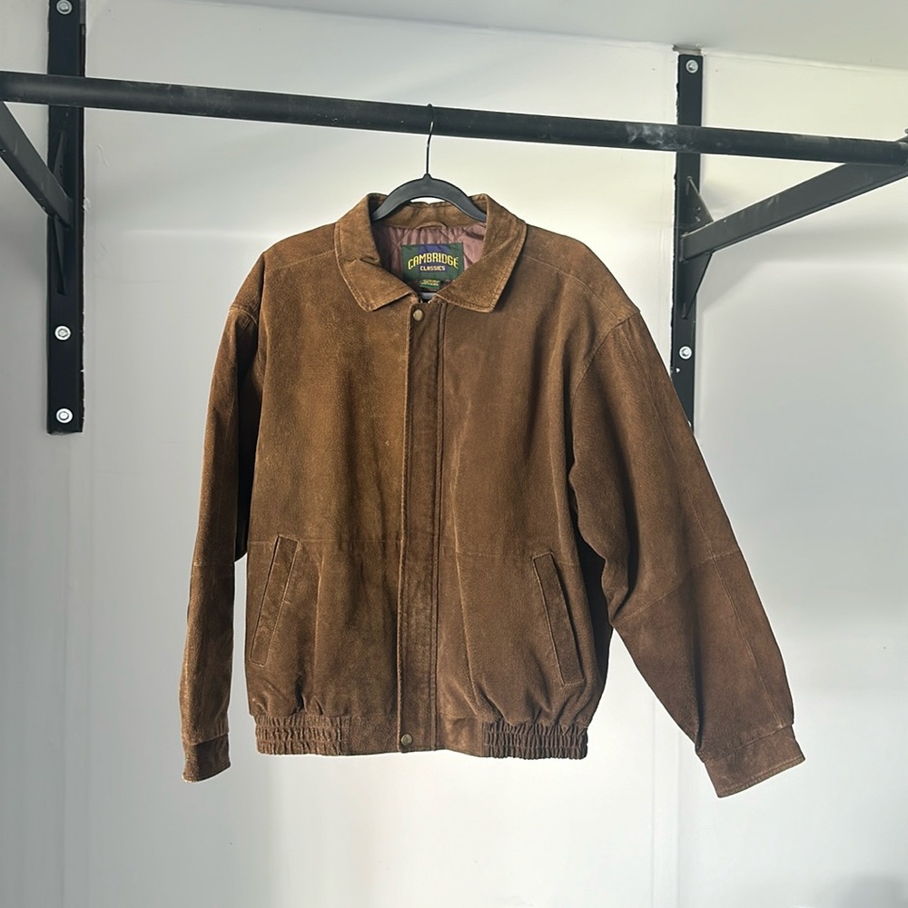 Cambridge Classics Brown Suede Leather Quilted Lined Jacket Zip Up